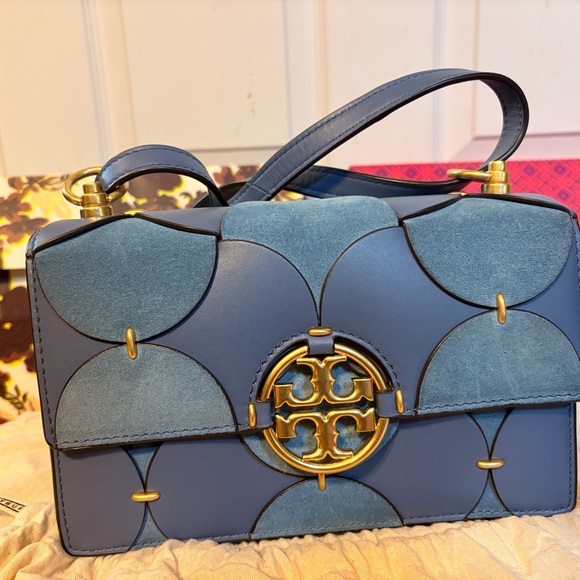 Tory Burch Handbags - Tory Burch Blue and Gold Crossbody Bag